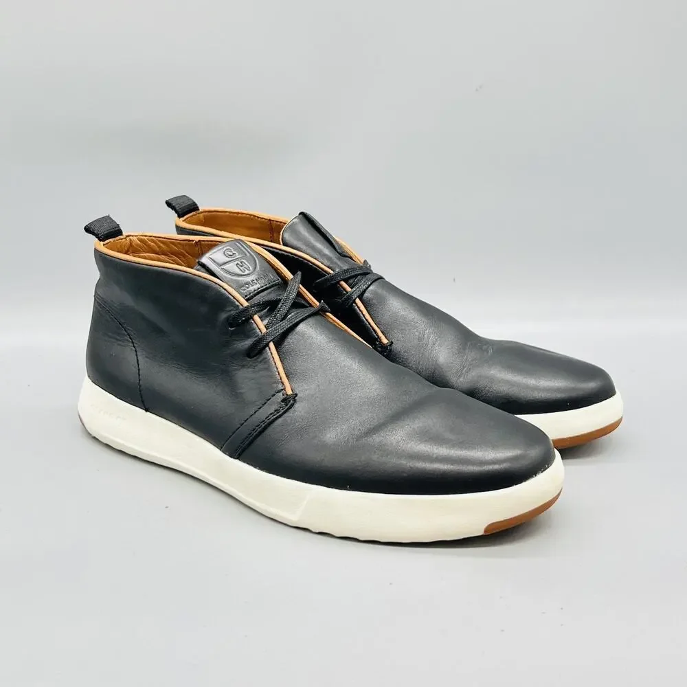 Cole Haan Boots Men 9 Black Leather Grand OS Chukka Casual Sneaker Shoes Comfort
